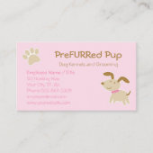 足のプリントおよび骨の名刺を持つピンク犬 名刺 (正面)