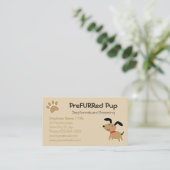 足のプリントおよび骨の名刺を持つブラウン犬 名刺 (スタンド正面)