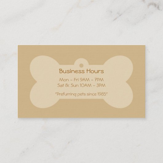 足のプリントおよび骨の名刺を持つブラウン犬 名刺 (裏面)