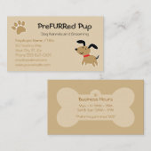 足のプリントおよび骨の名刺を持つブラウン犬 名刺 (正面/裏面)