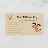 足のプリントおよび骨の名刺を持つブラウン犬 名刺 (正面)