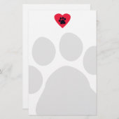 足のプリントとのハート 便箋 (正面/裏面)