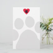 足のプリントとのハート 便箋 (スタンド正面)