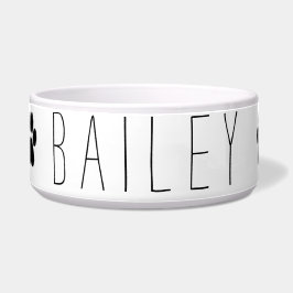 足のプリントとの名前 ボウル