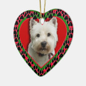 足のプリントのオーナメントが付いているカスタマイズペット写真 セラミックオーナメント (左)