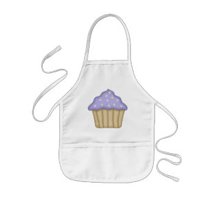 足のプリントのカップケーキ 子供用エプロン