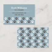 足のプリントのドッグウォーカーのテンプレート 名刺 (正面/裏面)
