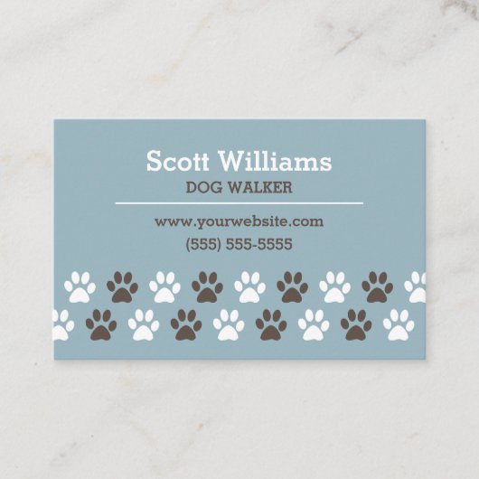 足のプリントのドッグウォーカーのテンプレート 名刺 (正面)