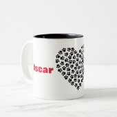 足のプリントのハートのあなたのペットネームのマグをカスタマイズ ツートーンマグカップ (正面左)