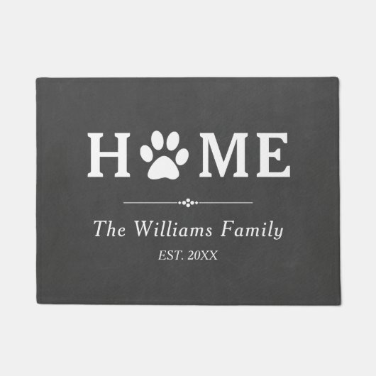 足のプリントの家庭の黒板-姓 ドアマット (正面)