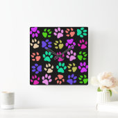 足のプリントの枕 スクエア壁時計 (ホーム)