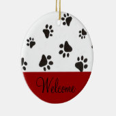 足のプリントの歓迎のドアの印 セラミックオーナメント (右)