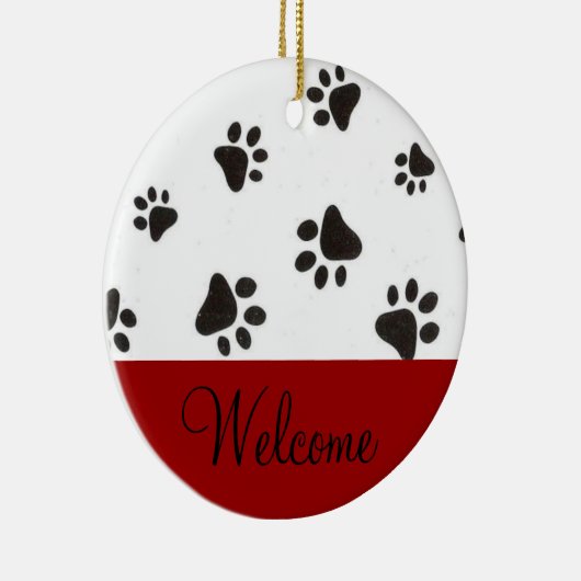 足のプリントの歓迎のドアの印 セラミックオーナメント (右)