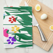 足のプリントの花園の大量生産 キッチンタオル (四つ折り)