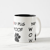 足のプリント、バウ・ワウIのハート私の犬 ツートーンマグカップ (正面右)