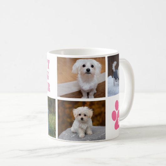 足のモノグラムのな6つの写真のコラージュの最も最高のな犬 コーヒーマグカップ (正面右)