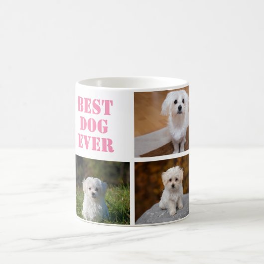 足のモノグラムのな6つの写真のコラージュの最も最高のな犬 コーヒーマグカップ (中央)
