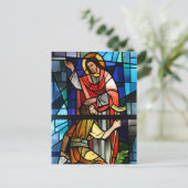 . .足の不自由なステンドグラスアートを癒すイエス・キリスト ポストカード (スタンド正面)