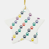 足の足のプリントの虹のカラフルで新しいペット セラミックオーナメント (裏面)