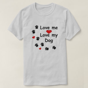足の跡が愛し犬のハートメンズシャツ Tシャツ
