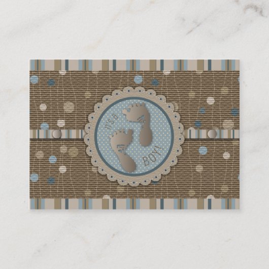 足は男の子のベビーシャワーのメモカードを印刷します 名刺 (正面)