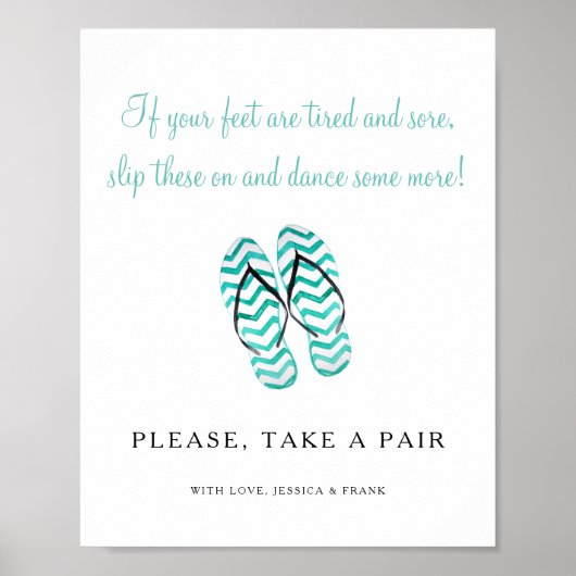 足もし疲れて痛いビーチサンダルの結婚取る ポスター (正面)