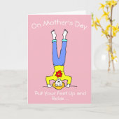 足をピンクリラックスの母の日に カード (黄色い花)