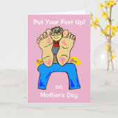 足を上げてリラックス マザーズデーカード カード (黄色い花)