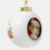 足を与えるクリスマスのサンタの帽子のかわいい秋田 セラミックボールオーナメント (左)