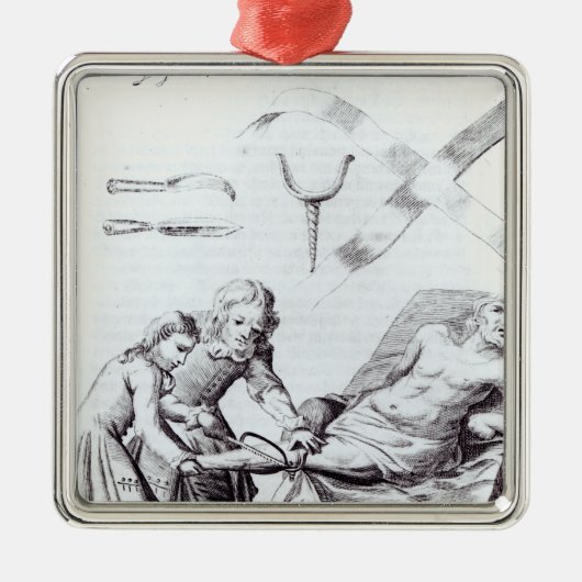 足を切断する外科操作 メタルオーナメント (正面)