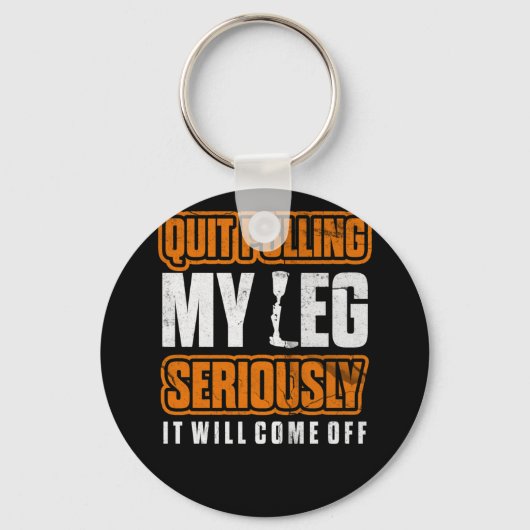 足を引やめっ張る義足の切断車イス義足 キーホルダー (正面)