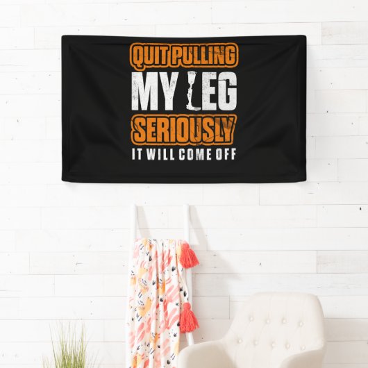 足を引やめっ張る義足の切断車イス義足 横断幕 (インサイチュ)