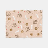 足を搭載するかわいい犬パターンは小さい水玉模様の骨を抜きます フリースブランケット (正面(横))