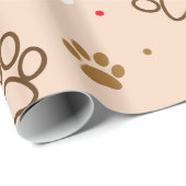 足を搭載するかわいい犬パターンは小さい水玉模様の骨を抜きます ラッピングペーパー (ロールコーナー)