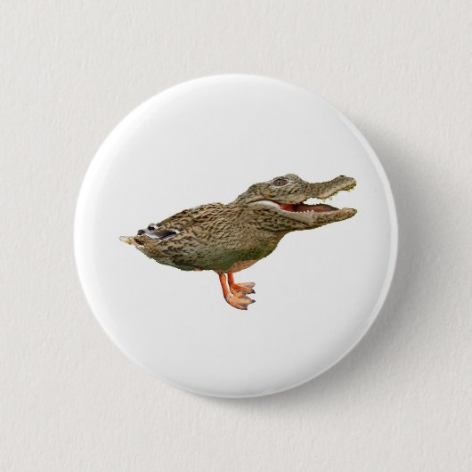 足を搭載するCrocoduck 缶バッジ (正面)