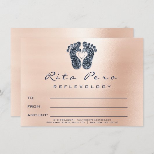 足バラ金ゴールドリフレクソロジー証明書ギフト海軍 (正面/裏面)