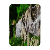 足ブリッジオーバーロッキーストリーム&滝抽象芸術 マグネット (縦)