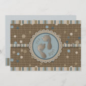 足プリントボーイベビーシャワー招待状 招待状 (正面/裏面)