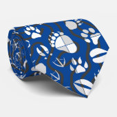 足プリント01.b.青BG ネクタイ (ロール)