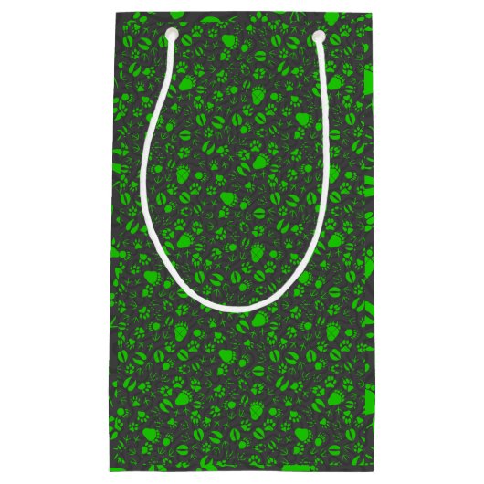 足プリント01.b.green DGrey BG スモールペーパーバッグ (正面)