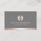 足マッサージセラピストポダイアトリストバラ縁ど金ゴールド 名刺 (正面)