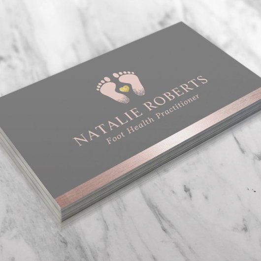 足マッサージセラピストポダイアトリストバラ縁ど金ゴールド 名刺