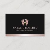 足マッサージセラピストポダイアトリストバラ金ゴールドブラック 名刺 (正面)