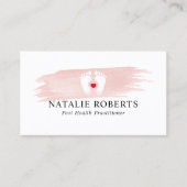 足マッサージセラピストポディストリストピンクブラッシュストローク 名刺 (正面)