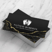 足マッサージセラピーモダンブラック金ゴールドポディアトリスト 名刺