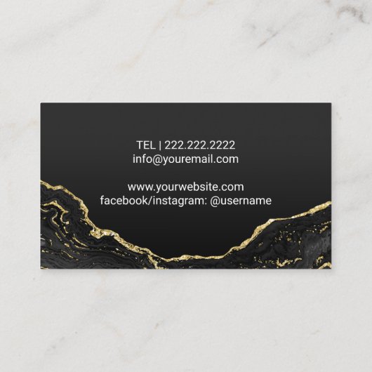 足マッサージセラピーモダンブラック金ゴールドポディアトリスト 名刺 (裏面)