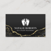 足マッサージセラピーモダンブラック金ゴールドポディアトリスト 名刺 (正面)
