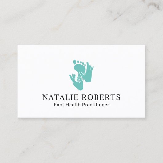 足マッサージ医療従事者ティール（緑がかった色）スパ 名刺 (正面)