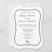 足モダンミニマル白ベビーシャワー 招待状 (正面)
