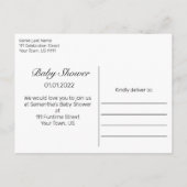 足モダンミニマル白ベビーシャワー 案内ポストカード (裏面)